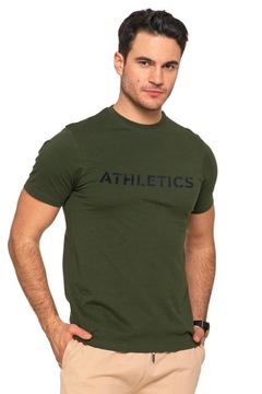 T-Shirt Męski Klasyczny Koszulka na Krótki Rękaw Gładka Khaki MORAJ L