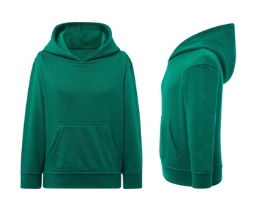 BLUZA dresowa dziecięca Z KAPTUREM kangurka SWRK KNG zieleń XS BG R.164