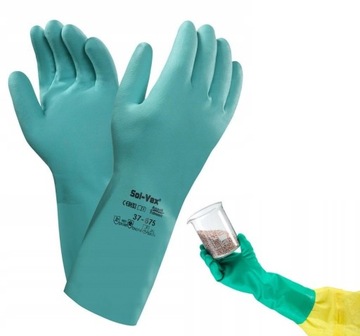 RĘKAWICE CHEMICZNE 12 PAR DŁUGIE ANSELL ALPHATEC SOLVEX 37-675 KWASOODPORNE