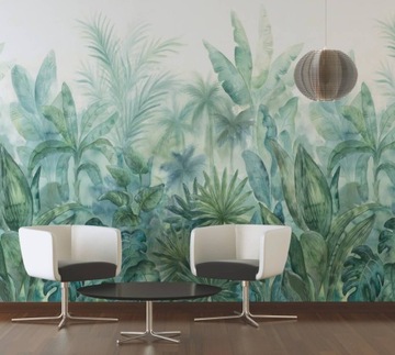 Ботанические ОБОИ - акварель ПАЛЬМОВЫЕ ЛИСТЬЯ ДЖУНГЛИ - КАК СОЗДАНИЕ