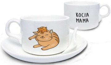 Zabawna filiżanka kocia mama koty kotki koteczki