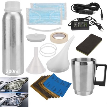 ZESTAW DO REGENERACJI NAPRAWY REFLEKTORÓW LAMP Czajnik Czajniczek Płyn 200g