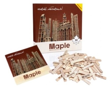 DREWNIANE KLOCKI MAPLE EDUKACYJNE PUDEŁKO 50 SZT.