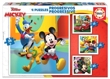 Puzzle 12 + 16 + 20 + 25 Myszka Miki i przyjaciele