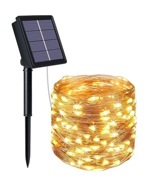 BXROIU LAMPKI LED GIRLANDA SOLARNA 200 LED CIEPŁE