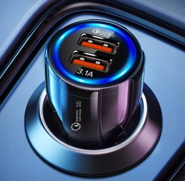 АВТОМОБИЛЬНОЕ ЗАРЯДНОЕ УСТРОЙСТВО USB LED QC 3.0 ЧЕРНОЕ