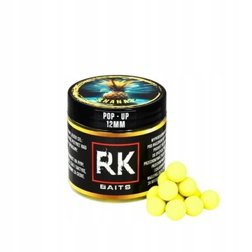 Rk Baits Kulki proteinowe Ananas Fluo Pop Up 12mm Pływające Haczykowe