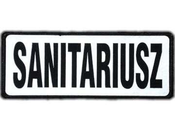 Emblemat SANITARIUSZ odblaskowy na rzepie 13 x 5cm