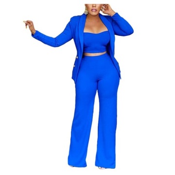 Garnitur damski 3-częściowy garnitur Marynarka Camisole Spodnie z szerokimi nogawkami Roboczy, 2XL (44)