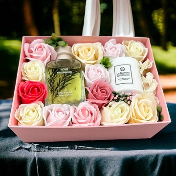 Flower Box мыло цветы СВЕЧА в коробочке ПОДАРОК ​​ко Дню матери