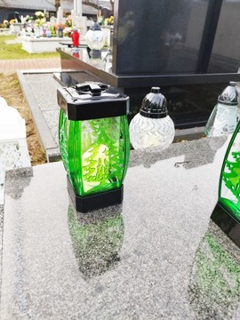 lampion znicz glamour czarny zielona choinka 25 cm