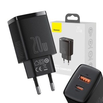 BASEUS SZYBKA UNIWERSALNA ŁADOWARKA SIECIOWA ZASILACZ DO TELEFONU USB-C 20W