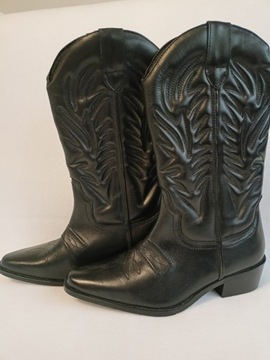 GRINGOS nowe skórzane kowbojki wyszywane 40