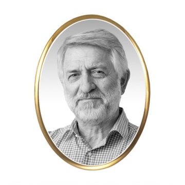 ZDJĘCIE NAGROBKOWE OWAL Cz.B. ZŁOTA RAMKA 7x10cm