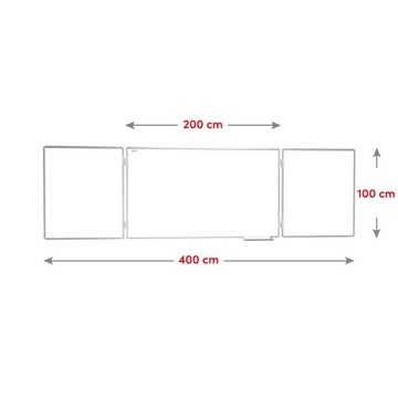 Доска триптих школьная 100х200/400 сухостираемая магнитная белая