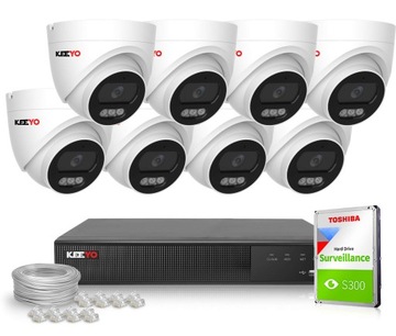 Zestaw do Monitoringu IP KEEYO 8x LV-V-IP4M25DF-B 2K+ PoE IR 25m Audio Ai