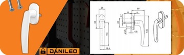 Klamka do Okna Okien Okienna Metalowa Aluminiowa BIAŁA mocna skok 45 stopni