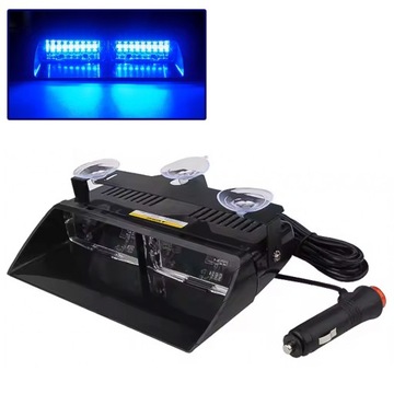 LED LAMPA NIEBIESKA BŁYSKOWA OSTRZEGAWCZA ZA SZYBĘ WŁĄCZNIK 18 PROGRAMÓW