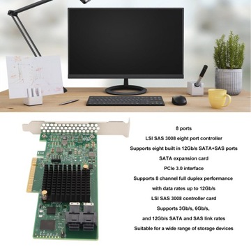 RAID HBA SAS 9300 8i LSI SAS3008 Плата контроллера Внутренние 8 портов IM