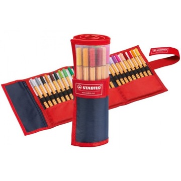 Cienkopis Stabilo Point 88 zestaw 25 kolorów, piórnik ROLLERSET