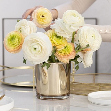 ЗОЛОТАЯ СТЕКЛЯННАЯ Крышка для цветочного горшка с растениями GLAMOUR DECORATION H 14 см ВАЗА