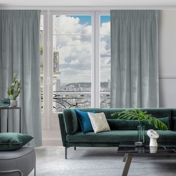 Zasłonka GOTOWA srebrna na taśmie ROSA 140x270 cm