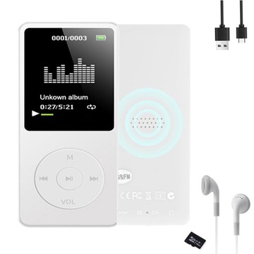 ODTWARZACZ MP3 RADIO FM 16 GB ODTWARZACZ MP3 ODTWARZACZ MP4 ZE SŁUCHAWKAMI (BIAŁY)