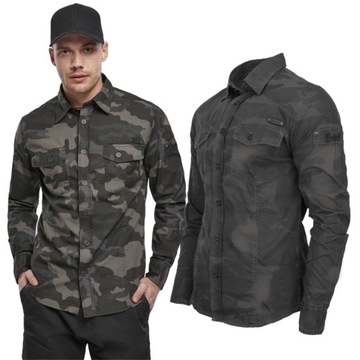 Košeľa s dlhým rukávom BRANDIT SlimFit Shirt Darkcamo