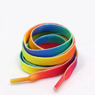 1Pair Colorful Shoelaces Rainbow Gradient Flat Shoe laces For Canvas