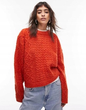 Topshop NH2 iqb pomarańczowy luźny sweter splot XXL