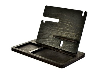 Stacja dokowania taca smartfon telefon ładowanie drewniana akcesoria klucze