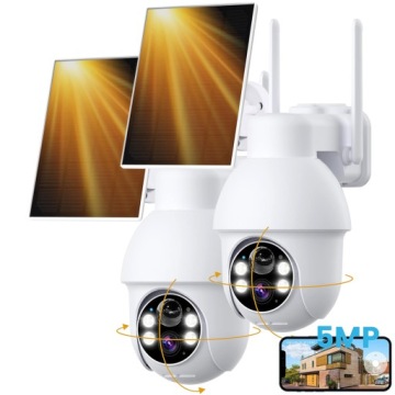 5MPX Venkovní Solární Kamera Wifi Otočná 360° Zoom 4X Alarm Pir 2ks