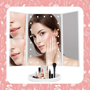 КОСМЕТИЧЕСКОЕ ЗЕРКАЛО СО СВЕТОДИОДНОЙ ПОДСВЕТКОЙ СКЛАДНОЕ ЗЕРКАЛО ДЛЯ МАКИЯЖА ПРЕМИУМ-ПРЕМИУМ