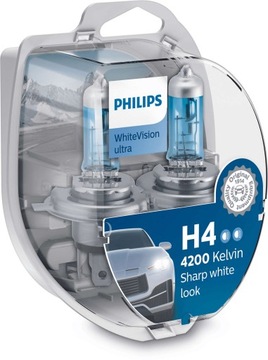 Philips H4 WHITE VISION ULTRA 4200K + 2x W5W NEW