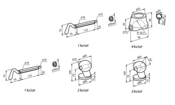 Опрокидывающие шарики Kiper, комплект, fi 60, для 3,5Т - КПЛ 4 шт.