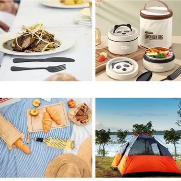 NIEZBĘDNIK TURYSTYCZNY SZTUĆCE KEMPINGOWE PODRÓŻNE NÓZ WIDELEC ŁYŻKA ZESTAW