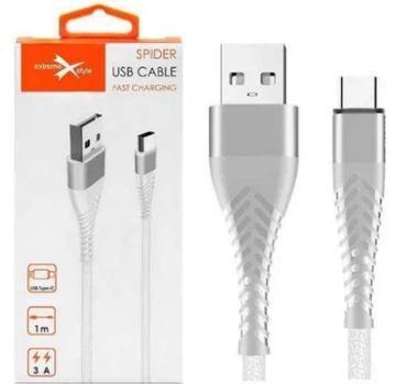 Biały Kabel Pleciony Spider USB Typ-C 3m