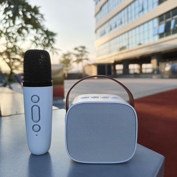 2x МИКРОФОН + БЕСПРОВОДНОЙ СВЕТОДИОДНЫЙ ДИНАМИК ДЛЯ КАРАОКЕ, НАБОР BLUETOOTH, БЕЛЫЙ