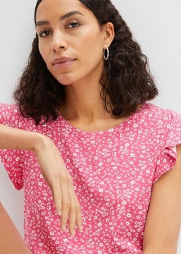 zdg ЦВЕТЫ И МАЛЕНЬКАЯ РУБАШКА С ПРИНТОМ BPC РУКАВА С БАБОЧКОЙ 36/38