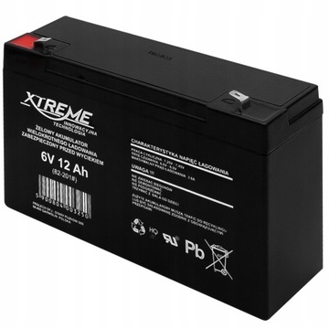 AKUMULATOR AGM XTREME 6V 12Ah (WYMIAR 14Ah / 15Ah) MOCNY AUTKO ZABAWKA