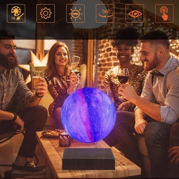 СВЕТ НА МАГНИТНОЙ ЛЕВИТАЦИИ GALAXY MOON LAMP RGB 16KOL + ПУЛЬТ ДИСТАНЦИОННОГО УПРАВЛЕНИЯ