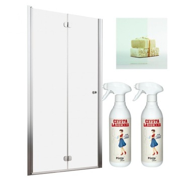 Drzwi prysznicowe szklane prysznic 80 L czyste + pianka czyszcząca PinUp