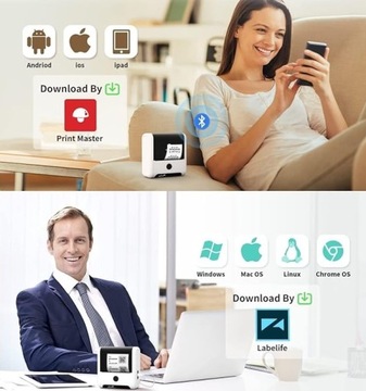 Термопринтер Phomemo M200 Bluetooth 20-75 мм для наклеек с фотографиями