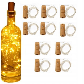 30x KOREK DO BUTELKI 10 LED LAMPKI DRUCIKI MIKROc