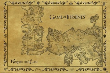 Gra o Tron mapa Westeros i Essos - plakat 91,5x61