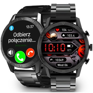 SMARTWATCH ZEGAREK MĘSKI MILITARNY MUTLIFUNKCYJNY ROZMOWY SPORT MENU POLSKI