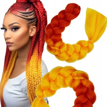 Włosy syntetyczne warkoczyki Ombre warkocze KOLOROWE DOCZEPIANE