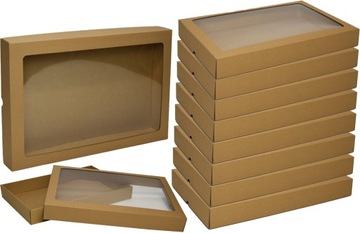 Pudełko karton z OKIENKIEM 460x300x55mm Do Pakowania PREZENTÓW 10szt.