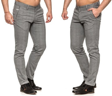 SPODNIE MĘSKIE W KRATĘ VANKEL JEANS 090 - 88cm/L32
