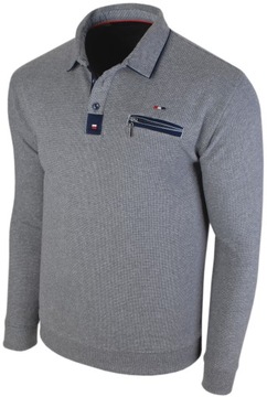 XXL- Męski sweter-polo z kieszonką na zamek DY04/3